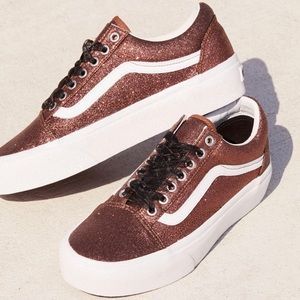 VANS Old Skool Platform Glitter Bronze Shoes